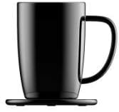 Seffel Temperature Control Porcelain Ceramic Mug 12 oz With Wireless Phone Charger/Mug Warmer - Elegant | Durable | Lightweight - Home or Office Use - For the Perfect Hot Cup of Coffee - Black