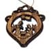 Two Layers Mahogany with Olive Wood Holy Family Nativity Scene Ornament Gift Carved by Laser - Olive Wood (7 cm or 2.8 inch with Certificate) and Gold String