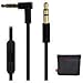 Replacement Audio Cable Cord w/ In-line Remote & Microphone + Original Replacement Leather Pouch Bag for Beats by Dr Dre Headphones Solo Studio Pro Detox Wireless Mixr Executive (Black)