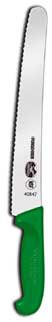 Victorinox 40483 Curved 10.25 In Wavy Edge Bread Knife w/ Green Handle