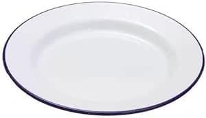 Lucaro Pack of 2 Enamel Pie/Dinner Plate 26cm -Perfect for Apple pies White Vintage Design, Suitable for Oven and Stove, Dishwasher Safe, Tray, Tin…