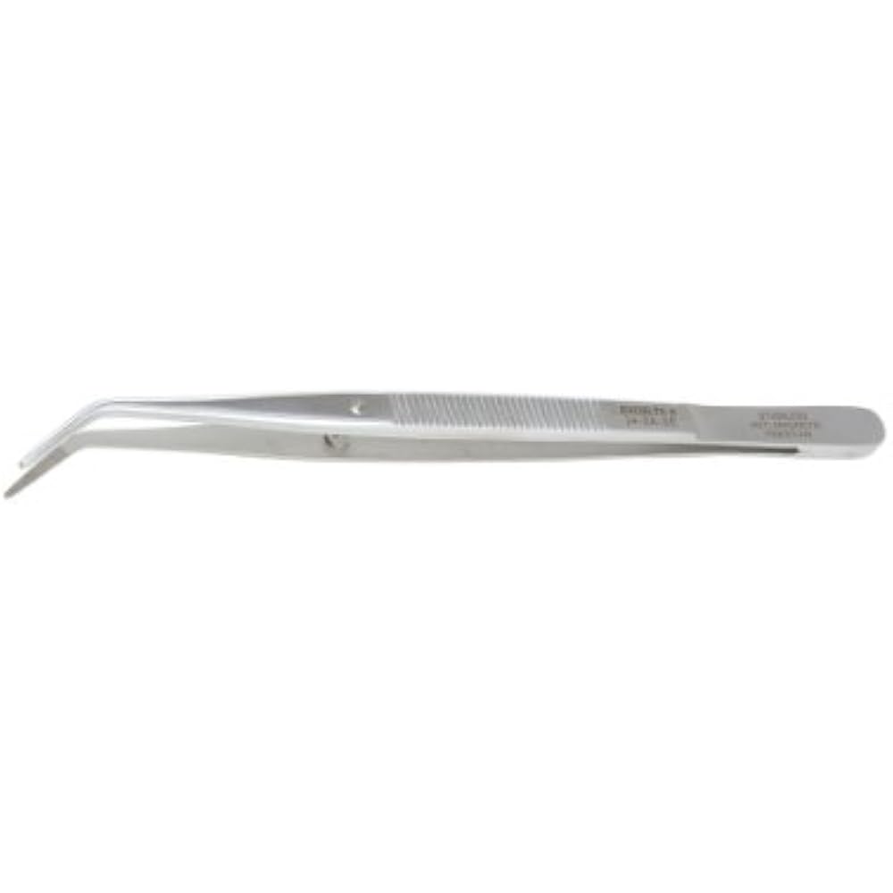 24SASE Tweezer, Lab Tweezers Angle Broad, 6" Overall Length, Serrated