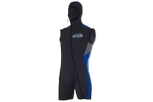 Bare 5mm Velocity, Men's Wetsuit Hooded Vest Size XLTALL, (Black, Royal Blue and Gray)