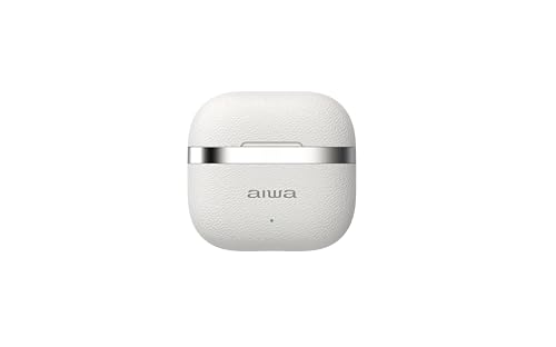 Aiwa Audífonos Inalámbricos Bluetooth 5.4 TWS Modelo AWTWSG31 - Audífonos de Chícharo con Resistencia al Agua IPX4, Control Táctil, Batería de Larga Duración y Estuche de Carga, Blanco