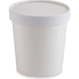 COMFY PACKAGE 32 oz. [Quart] Double-Wall Poly White Paper Soup / Hot Food, Ice Cream, Frozen Dessert Containers with Paper Lid [25 PACK]