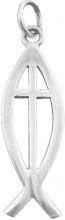 Pendant - Ichthus w/Cross On 18" Chain (SS)
