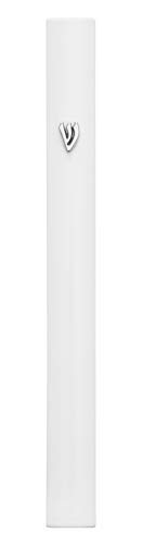 A&S Mezuzot Alumium Mezuzah Case in Silver Shin Design Weatherproof Door Mezuza Judaica Art for Home Blessing (White, 7 Inches)