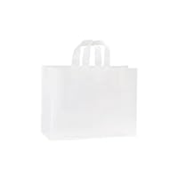 STORE001 Large Clear Frosted Plastic Shopping Bags - Case of 100