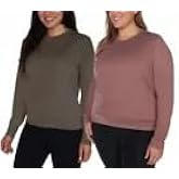 Lukka Lux Long Sleeve Tee Shirts, 2-Pack, Moisture Wicking, UPF 30, 4-Way Stretch, Relaxed Fit (US, Alpha, Large, Regular, Regular, Green/Rose)