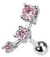 Triple CZ Droplet Tragus - Cartilage Stud-Pink