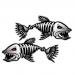 Pack of 2 Fish Skeleton Stickers, Decals, Fishing Boat, Car, Window, Laptop