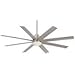 Minka-Aire F888-BNW Protruding Mount, 8 Brushed Nickel Wet Blades Ceiling fan with 28 watts light, Brushed Nickel Wet