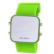 Green Exquisite Appearance Digital LED Mirror Watch with Soft Rubber Material
