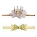 JIMUKEE Baby Girl Birthday Crystal Glitter Crown Bow Headbands Princess Shiny Tiara Hair Accessories With Gift Box
