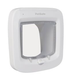 PetSafe Microchip Cat Door - Exterior or Interior Cat Flap - Multi-User RFID Access for up to 40 Pets - 4-Way Locking, Weatherproof, DIY Easy Install - White