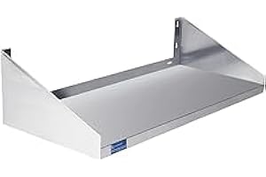 Express KitchQuip Stainless Steel Wall Shelf with Side Guards | Premium Commercial Wall-Mounted Shelf | NSF Certified Metal Utility Storage for Kitchen, Garage, or Laundry (36" Long x 18" Deep)