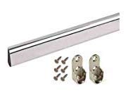 BSM Marketing Wardrobe Hanging Rail Set (900mm (35.4")) Chrome Finish Silver Metal Wall Mounted