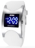 Fashion LED Watches SKMEI 3ATM Water Resistant LED Digital Display Alloy Case Silicone Band Arced Dial Sport Electronic Wrist Watch - White Color