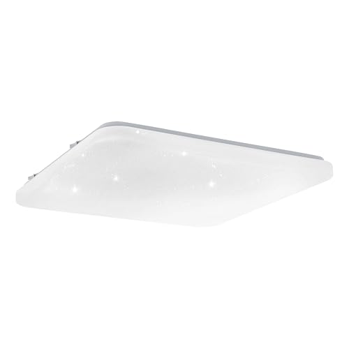 EGLO LED Deckenlampe Frania-S, 1 flammige Deckenleuchte mit Sternenhimmel-Effekt, Material: Stahl, Kunststoff, Farbe: Weiß, L: 43 cm
