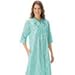 Women's Seersucker Embroidered Floral Lounger, Mint, Large