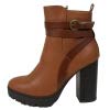 City Classified Women's Strappy Lug Platform Stacked Block Heel Ankle Bootie Cognac - Image 3