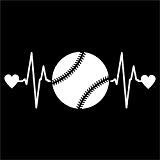 Baseball Heartbeat Vinyl Decal Sticker | Cars Trucks Vans Walls Laptops Cups | White | 7.5 X 2.8 Inch | KCD1211