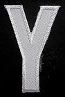 Y English Alphabet Letter Character White 2" Appliques Hat Cap Polo Backpack Clothing Jacket Shirt DIY Embroidered Iron On / Sew On Patch #2