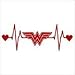 Wonder Woman Heartbeat Decal Vinyl Sticker|Cars Trucks Vans Walls Laptop| RED |6.5 x 2.5 in|CCI1490