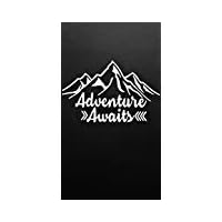 Chase Grace Studio Adventure Awaits Outdoors Hiking Camping Mountains Vinyl Decal Sticker|White| Cars Trucks Vans SUV Laptops Wall Art|6.5" X 4.25"|CGS513