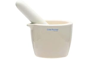 Cole-Parmer Mortar and Pestle Set, Porcelain, 150 mL