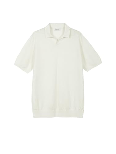 Diana Studio - Polo sin Botones Afeitado de Punto, Hombre, 100% Lino, Manga Corta, Ajuste Casual, Color Blanco., XXL
