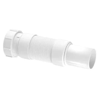 FLEXCON6 Flexible Waste Pipe Fitting White 40 X 210MM, Pack of 1