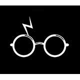 CCI Harry Potter Glasses and Scar Decal Vinyl Sticker|Cars Trucks Vans Walls Laptop| White |3.75 x 2.75 in|CCI1391