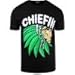 ShirtBANC Chiefin Smoking Native American Shirt Weed Feathered Helmet Design Tee