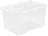 Wham Plastic Storage Boxes 60 Litre Pack of 5 Clear Nestable Stackable view 4
