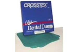 Crosstex 19200 Dental Dam, Latex, Mint Flavor, Medium Gauge, 5" x 5" Size, Green (Pack of 52)
