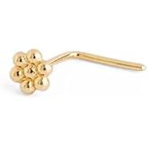 Studio Unkiya Tiny Gold Nose Stud, 14k Yellow Solid Gold Dainty Flower Piercing, Tribal Boho Cute Jewelry, Minimalist Delicate Artisan Handmade Boho Screw/L Shaped Bend, 20g/22g