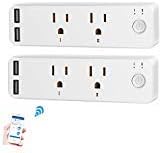 Alexa Smart Plug,Wireless Smart WiFi Timer Outlet Light APP Remote Control Switch with USB Fast Charging Ports, Compatible with Amazon Alexa,Google Home,Tuya (Pack of 2)