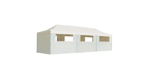 Faltzelt Partyzelt Pop-Up mit 8 Seitenwänden Gartenbauten Pavillons und Partyzelte stabil 3 x 9 m Creme