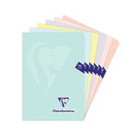 Clairefontaine 308686CPack A Pack of 10 Mimesys PASTEL Stapled Notebooks - A5 14.8x21 cm - 96 Lined Pages - 90 g White Paper - Assorted Opaque Polypro Covers