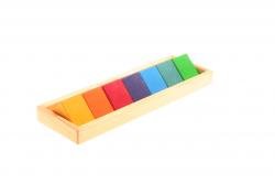 Grimm's Large Shapes & Colors Building Set, Part 1 - Colorful Wooden Blocks in 5 Geometric Forms with Storage Trays (4x4 Size)
