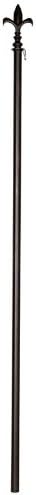 Evergreen Metal Flag Pole, Black finish, Cast Iron Finial,Fliur-de-Lis,56 Inches