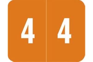 Doctor Stuff - File Folder Labels, Number 4, Compatible with SMEAD DCCRN - SENM Series Chart Stickers, Orange, 1" x 1-1/4", #4, 500/Roll