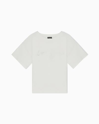 EMPORIO ARMANI T-Shirt Girocollo da Donna con Logo Spugna Beige M