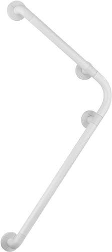 Avilia Maniglione di Sicurezza a L, Supporto Doccia e Vasca da Bagno in Alluminio Bianco, 78x55.5x8.2cm Installazione Facile, Sicurezza per Anziani e Disabili