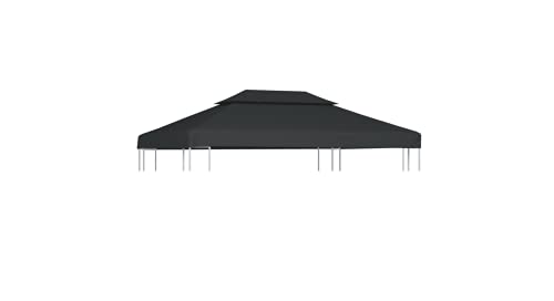 Dachplane für Pavillon mit Kaminabzug Gartenbauten Pavillon-Rahmen Dächer für Pavillions stabil 310 g/m² 4×3 m Anthrazit