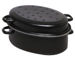 Krüger Gansbräter in schwarz aus Chrom, Emaille, weiß