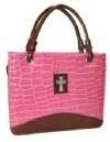 Purse with Silver Cross Crock Embossed Medium Pink Bible Cover Purse with Silver Cross Crock Embossed Medium Pink Bible Cover