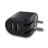 Delton Dual Port 2.1A 10W USB Wall Charger (with Foldable Plug) for iPhone 6s / 6 Plus, SE, iPad Air 2 / mini 3, Galaxy S6 / S6 Edge / Edge+, Note 5 and More