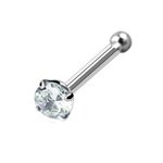 316L Surgical Steel Nose Bone Ring 1.5mm Round Clear CZ 18G